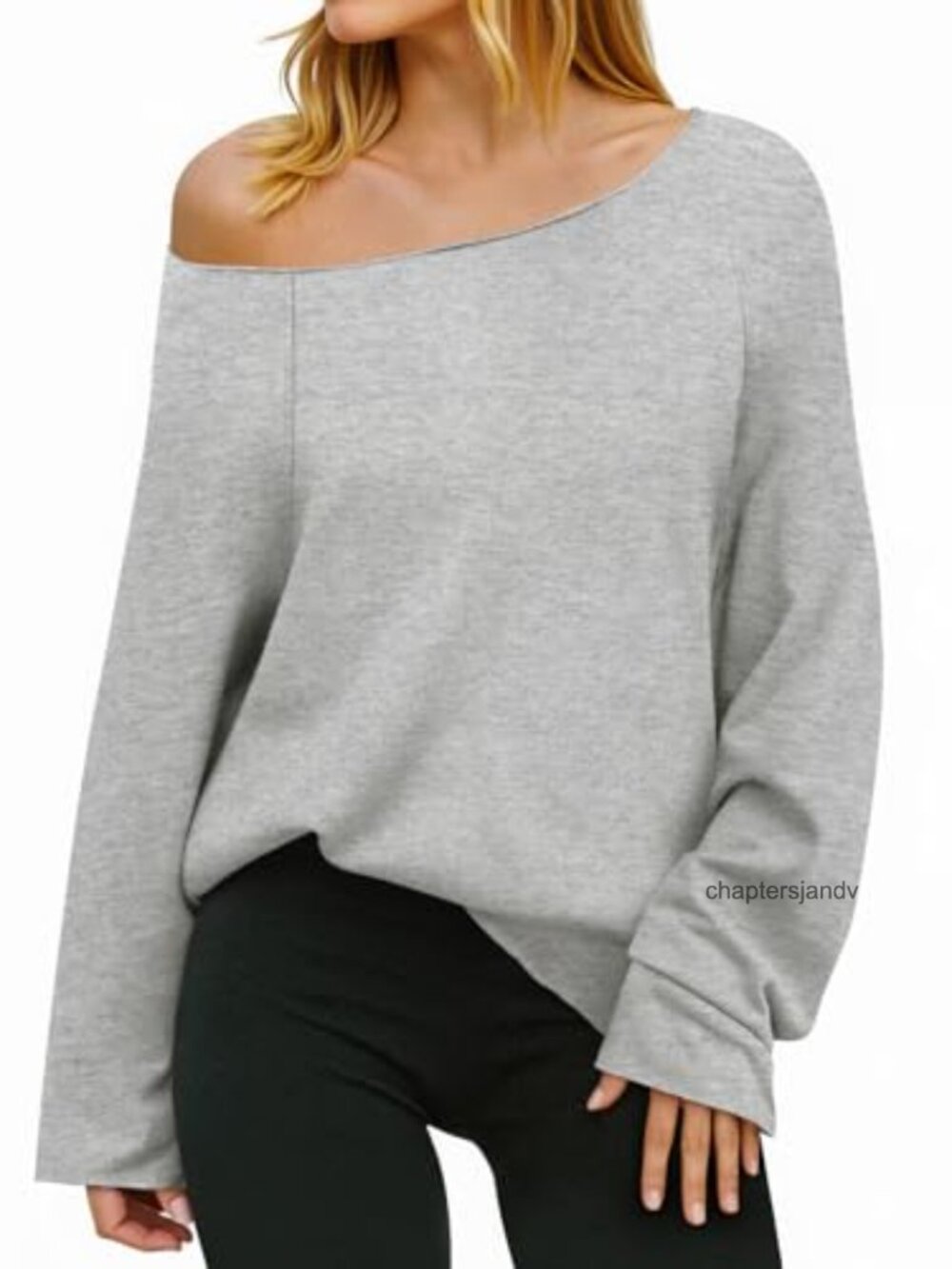 Womens Off Shoulder Oversized Sweatshirt Long Sleeve Loose Fit Pullover